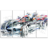 Designart – Voiture de luxe haut de gamme, toile de style galerie, 4 panneaux (PT2649-271)-Impression