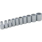 Ens. 10douilles 12pans 3/16 à 9/16po prise 1/4po-1