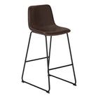 Monarch Specialties - 7753 Tabouret De Bar - Simili-Cuir Brun/Metal Noir-Style moderne, avec dossier et siège incurvés et confortables reembourré en similicuir brun