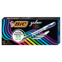 BIC - Gel-ocity Stic Gel Stylos - 0,5mm - Bleu - Paquet de 12-Stylo à bille