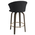!nspire - Tabouret de comptoir moderne de 26 po en velours et en bois, noir-Revêtement de velours avec capitonnage de panneaux verticaux
