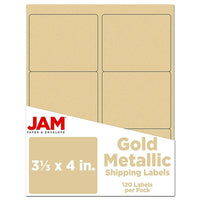 Jam Paper Étiquettes postales, 3 1/3 x 4 po, or métallique, 120/paquet (336731902)-Étiquettes avec adresse d’expédition