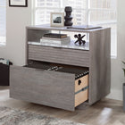 Sauder - La Collection East Rock Classeur latéral - Finition Ashen Oak-Mécanisme breveté de verrouillage de sécurité de tiroir assurant l’ouverture d’un seul tiroir à la fois.