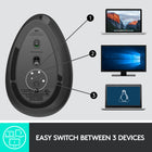 Logitech - Souris sans fil MX Vertical ergonomique - graphite-Distance de fonctionnement sans fil : 10 m