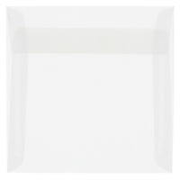 JAM Paper Enveloppes carrées en vélin translucide, fermeture gommée, 6 x 6 po, transparent, paquet de 100-Transparent