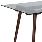 Flash Furniture - Table rectangulaire Meriden en bois massif noyer de 31,5 po x 55 po avec plateau en verre transparent-Taille du plateau: 31,5 po larg. x 55 po long.