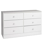 Prepac – Commode à 6 tiroirs Astrid, blanc-Dimensions une fois l’item assemblé : 47,25 larg. x 28,25 haut. x 16 prof. (po)
