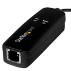 StarTech – Modem de service Internet commuté et télécopieur USB externe 56K (USB56KEMH2)-Vitesses de transfert de données jusqu'à 56 Kbit/s (aval) et 33,6 Kbit/s (amont).