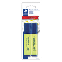 Staedtler - Surligneurs classiques Textsurfer à pointe biseautée - jaune - Paquet de 2-Surligneur avec réservoir d’encre longue durée pour un surlignage performant