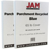 Jam Paper 65 lb. Jam Paper Papier couverture cartonné recyclé, sulfurisé, 8 1/2 x 11 po, bleu, 100 feuilles/paquet-Bleu