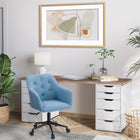 Chaise de travail rembourrée capitonnée Marlowe de CorLiving - Bleu pâle-Dos capitonné pour un look intemporel