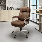 CorLiving LOF-428-O Chaise de bureau de direction en similicuir brun caramel-Dossier en mousse confortable