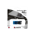 Kingston - DataTraveler 80 M Clé Flash USB-C de 64 Go - Bleu/Noir-Offre des vitesses de transfert jusqu'à 10 fois plus rapides que l'USB 2.0 et jusqu'à 200 Mo/s en lecture
