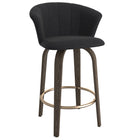!nspire - Tabouret de comptoir moderne de 26 po en velours et en bois, noir-Tabouret de comptoir de 26 po avec siege pivotant à 360deg