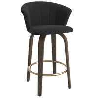 !nspire - Tabouret de comptoir moderne de 26 po en velours et en bois, noir-Tabouret de comptoir de 26 po avec siege pivotant à 360deg