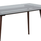Flash Furniture - Table rectangulaire Meriden en bois massif noyer de 31,5 po x 55 po avec plateau en verre transparent-Verre épais de 8mm