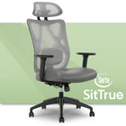Serta - Fauteuil ergonomique en maille à haut dossier Sit Ture Ridgefield - 28 3/4 po l x 29 po P x 48 1/4 po à 52 po H - Gris-Appui-tête articulé et réglable en hauteur