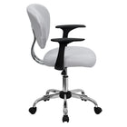 Flash Furniture - Fauteuil fonctionnel H2376FWHTARMS, dossier mi-dos, mailles, accoudoirs fixes, blanc-Dossier mi-hauteur