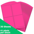 JAM Paper - Étiquettes postales, 4 x 5 po, rose fluo, 2 paquets de 120 (354329165G)-Taille : Très grand, 5 x 4 po