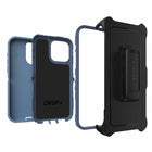 OtterBox - Étui Defender Baby Blue Jeans pour iPhone 15 Pro Max-La défense multicouche dispose d'un couvercle extérieur en caoutchouc pour une meilleure adhérence et une meilleure absorption d'impact tandis que la coque intérieure rigide offre une protection supplémentaire
