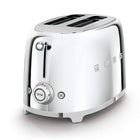 SMEG TSF01SSUS, Toaster 2 Tranches Années 50, Inox brossé-Bouton chromé rétro éclairé avec 4 fonctions: réchauffer, dégivrer, annuler, Bagel