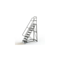 Tri-Arc Manufacturing – Escabeau roulant très robuste, hauteur : 90 po, marche dentelée, profondeur : 70 po (KDHD109242)-Nombre de marches : 9
