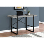 Monarch Specialties - 7661 Bureau 48 po L - Simili-Ciment Gris/Metal Noir-Des pieds en métal robustes au fini noir sont intégrés dans le dessus de bureau pour un effet visuel intéressant