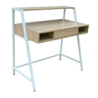 Bureau Simply avec étagère et tiroir, chêne et blanc-Structure en métal et bureau au fini bois