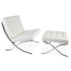 Nicer Furniture - chaise pavilion avec ottoman - blanc-Recouvert de cuir italien véritable de première qualité