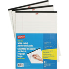 Staples - Blocs de papier blanc perforé de format lettre à réglage large - 8,5 po x 11 po - 50 feuilles - paquet de 3-Bloc-notes format lettre papier blanc avec large réglure