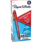 Paper Mate - Stylo à bille Comfortmate - rétractable - 1,0 mm - Rouge - paquet de 12-Le cylinder triangulaire caoutchouté offre un confort inégalé