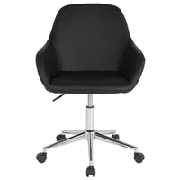 Flash Furniture - Fauteuil fonctionnel Cortana pour la maison et le bureau, dossier mi-hauteur, cuir noir (DS8012LBBLK)-Chaise de travail contemporaine