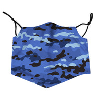 Oliver's Labels Cache-cou - Camouflage bleu-2 couches devant la bouche et le nez pour une protection supplémentaire.