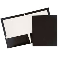 JAM PaperMD – Chemises de présentation à 2 pochettes plastifiées et lustrées, noir, 25/paquet-Chemises en papier cartonné noir lustré