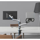 ShoppingAll Support à bras entièrement réglable pour deux écrans et adaptateur pour ordinateur portable - Blanc-Le support de bureau peut être fixé par une pince en C (épaisseur max 85 mm) ou par un œillet (épaisseur max 60 mm) sur n'importe quelle surface