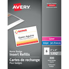 Avery - Cartons pour insignes, laser/jet d'encre, 4 po l x 3 po H, paquet de 300 (5392)-Cartons pour insignes d'identification Avery pour des résultats professionnels au bout des doigts