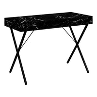 Monarch Specialties - 7793 Bureau 42 po - Marbre Noir/Metal Noir-Bureau d'ordinateur polyvalent, idéal pour tous les ordinateurs portables ou tablettes. Surface facile à nettoyer