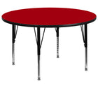 Flash Furniture - Tables d'activité rondes 60 po, dessus laminé par thermofusion et hauteur réglable, rouge-Laminé rouge