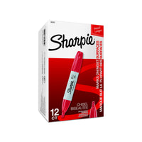 Sharpie - Marqueurs permanents - pointe biseautée - rouge - paquet de 12-La pointe biseautée polyvalente permet deux largeurs de traits - large ou fin