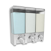 Clear Choice – Distributeur à savon avec 3 réservoirs, chrome-Élimine tout encombrement, les compartiments se détachent du mur pour un nettoyage et un remplissage faciles