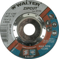Walter Surface Technologies - Meules À Tronçonner Renforcées Zipcut Pour Meuleuse À Angle Droit, 5po x 3/64po, paquet de 12-Matériau abrasif Oxyde d'aluminium