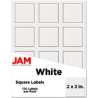 JAM Paper - Étiquettes pour produits et contenants carrées - 2 po x 2 po - blanc - Paquet de 120-Emballage anglais seulement