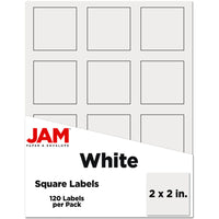JAM Paper - Étiquettes pour produits et contenants carrées - 2 po x 2 po - blanc - Paquet de 120-Emballage anglais seulement