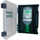 Plum — Poste économique de lavage oculaire et fixation au mur, 500 mL, bouteille saline avec œilleton stérile-Bouteilles de rinçage des yeux clairement visibles