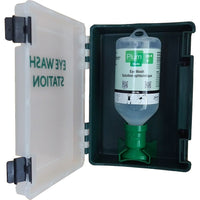 Plum — Poste économique de lavage oculaire et fixation au mur, 500 mL, bouteille saline avec œilleton stérile-Bouteilles de rinçage des yeux clairement visibles