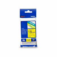 Brother TZe641 Ruban laminé jaune avec texte noir authentique pour étiqueteuses P-touch, 18 mm de largeur x 8 m de longueur-Ruban laminé TZe jaune avec texte noir de 18 mm