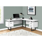 Monarch Specialties - 7616 Bureau 70 po - Blanc/Metal Noir/Face L/R-Le dessus de bureau flottante extra-large libère le dessus des unités de rangement pour les utiliser comme surfaces supplémentaires