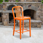 Tabouret à hauteur de comptoir de qualité commerciale pour l'intérieur / l'extérieur de 24 po en métal orange-Patins de nivellement à vis