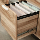 Sauder - Bergen Circle Crédence de classement de bureau moderne - Kiln Acacia-Cadre en métal durable avec revêtement en poudre