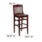 Flash Furniture – Tabouret de bar/restaurant au dossier à lattes verticales de la série Hercules, acajou-Appui - pieds